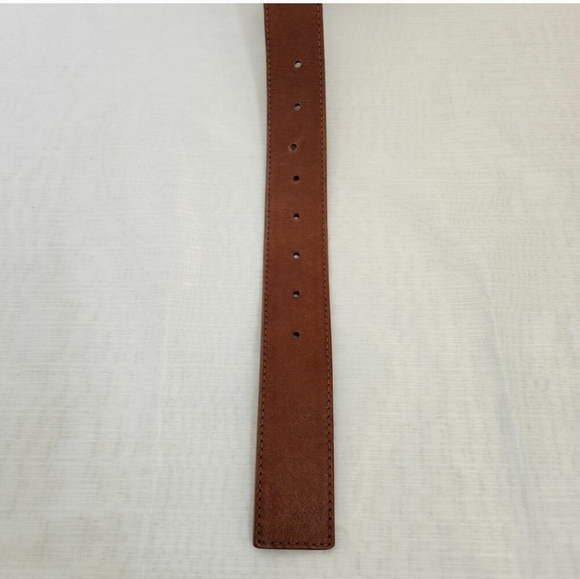 Unbranded Belt Womens Large Brown Genuine Leather Belt 1 1/2” Wide Gold Hardware - Picture 5 of 5
